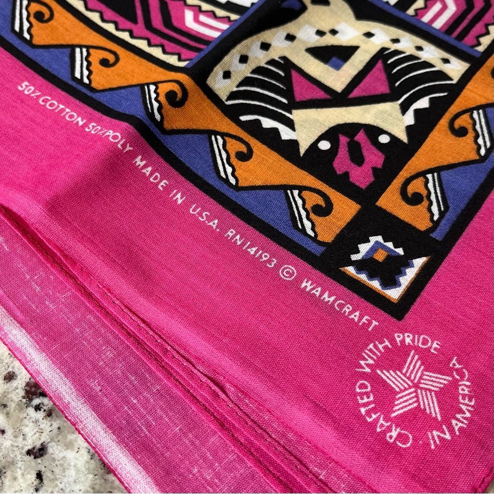 🩷🤍 Vintage Wamcraft Cotton Bandana (1 of 2) - Picture 2 of 3